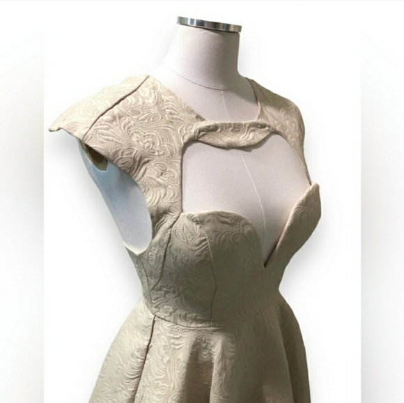 ANGEL BIBA Beige Jacquard Formal Dress NWT! - Picture 8 of 8